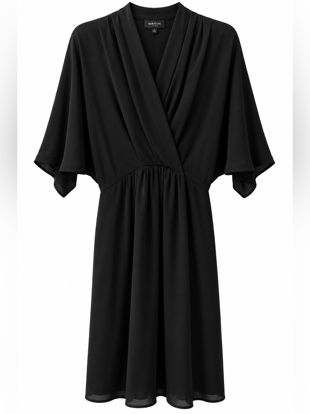 Babaton Aritzia 100% Silk Black Draped Midi Dress Size M